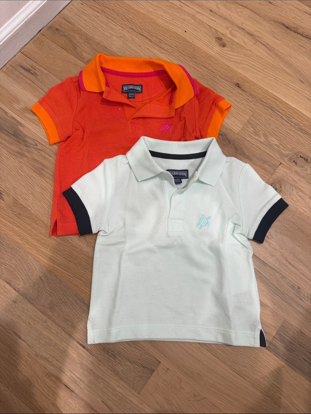 Vilebrequin Kids Polo Set in Orange and Light Mint